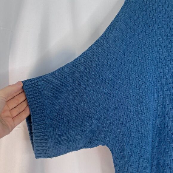 Dokotoo Blue Vneck 1/2 Drop Sleeve Open Weave Knit Tunic Sweater Size 2XL - Picture 4 of 9